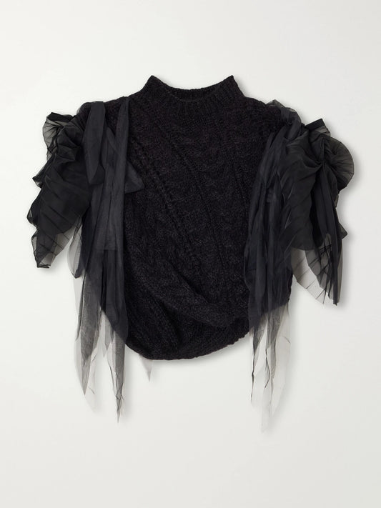 Pauline Dujancourt Francisca Tulle-trimmed Mohair-blend Sweater