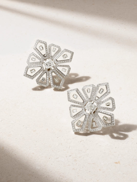 Universe 18-karat White Gold, Diamond And Enamel Earrings