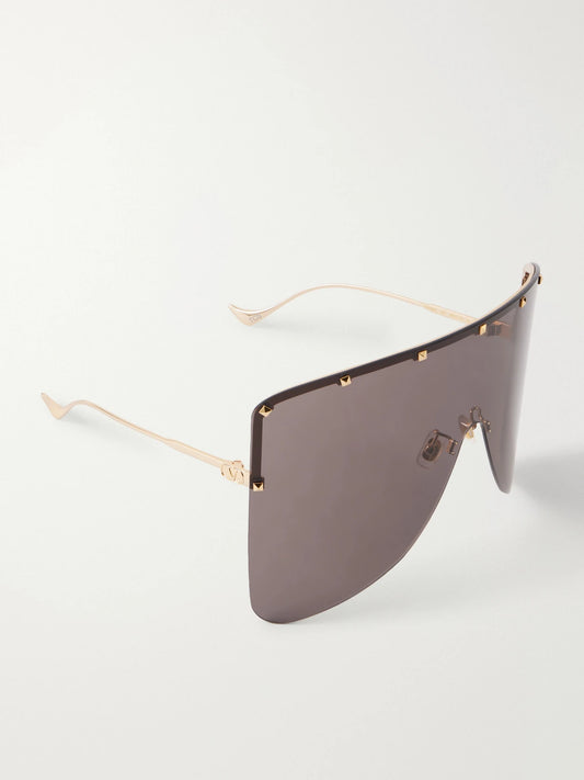 VALENTINO EYEWEAR Studded D-frame Gold-tone Sunglasses