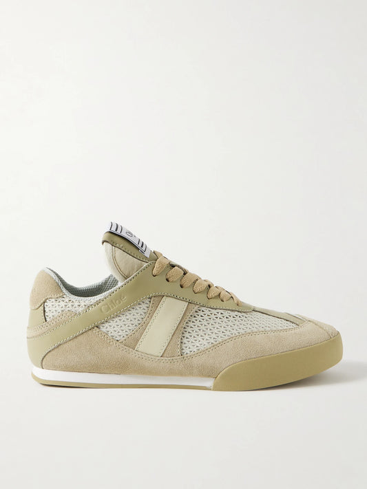 Kick Leather And Suede-trimmed Mesh Sneakers