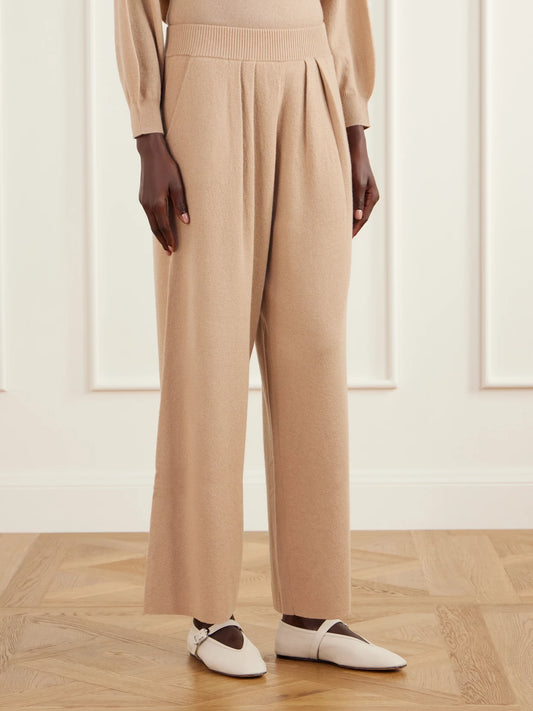 Eres Access Pleated Wool And Cashmere-blend Wide-leg Pants