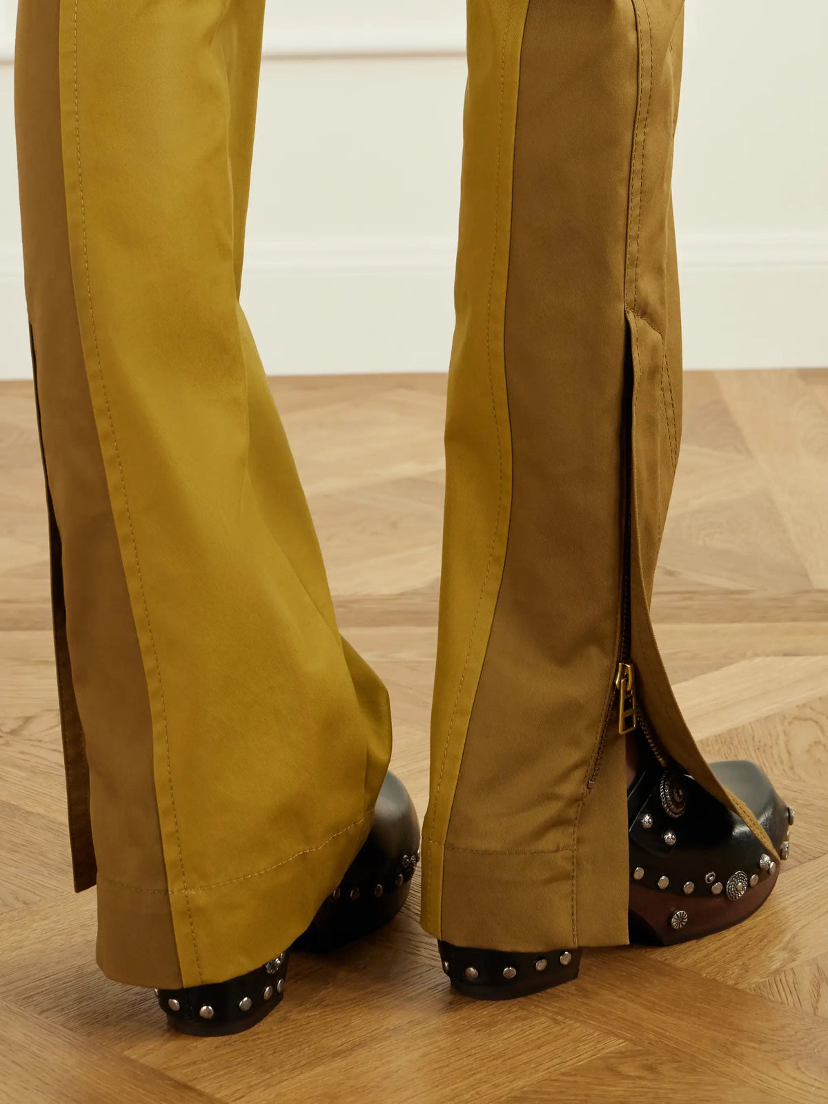 Zimmermann Valiant Two-tone Paneled Cotton-drill Mid-rise Straight-leg Pants