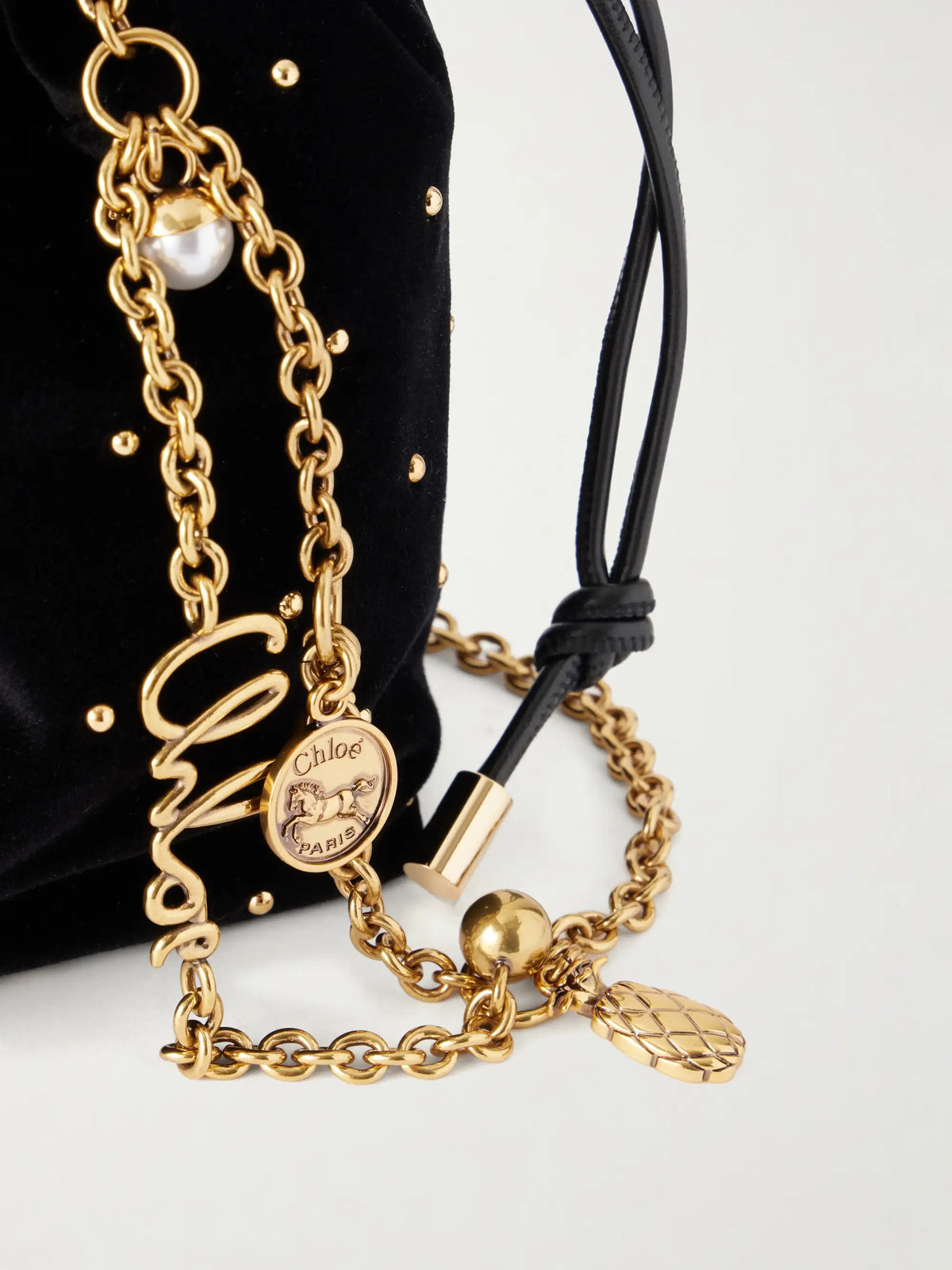 Chloé Icons Embellished Velvet Top Handle Bag