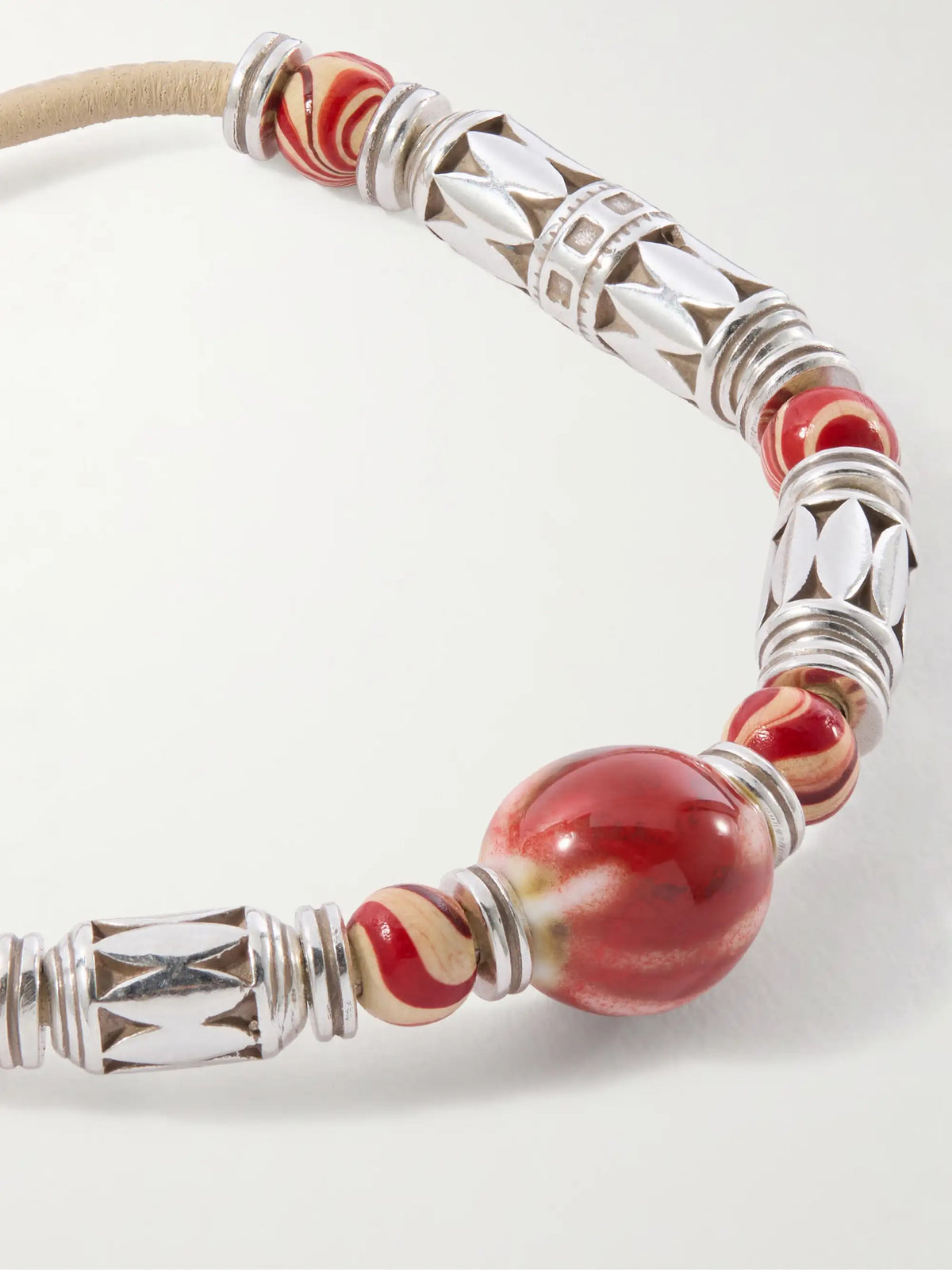 Janis Wood, Ceramic And Leather Beaded Bracelet