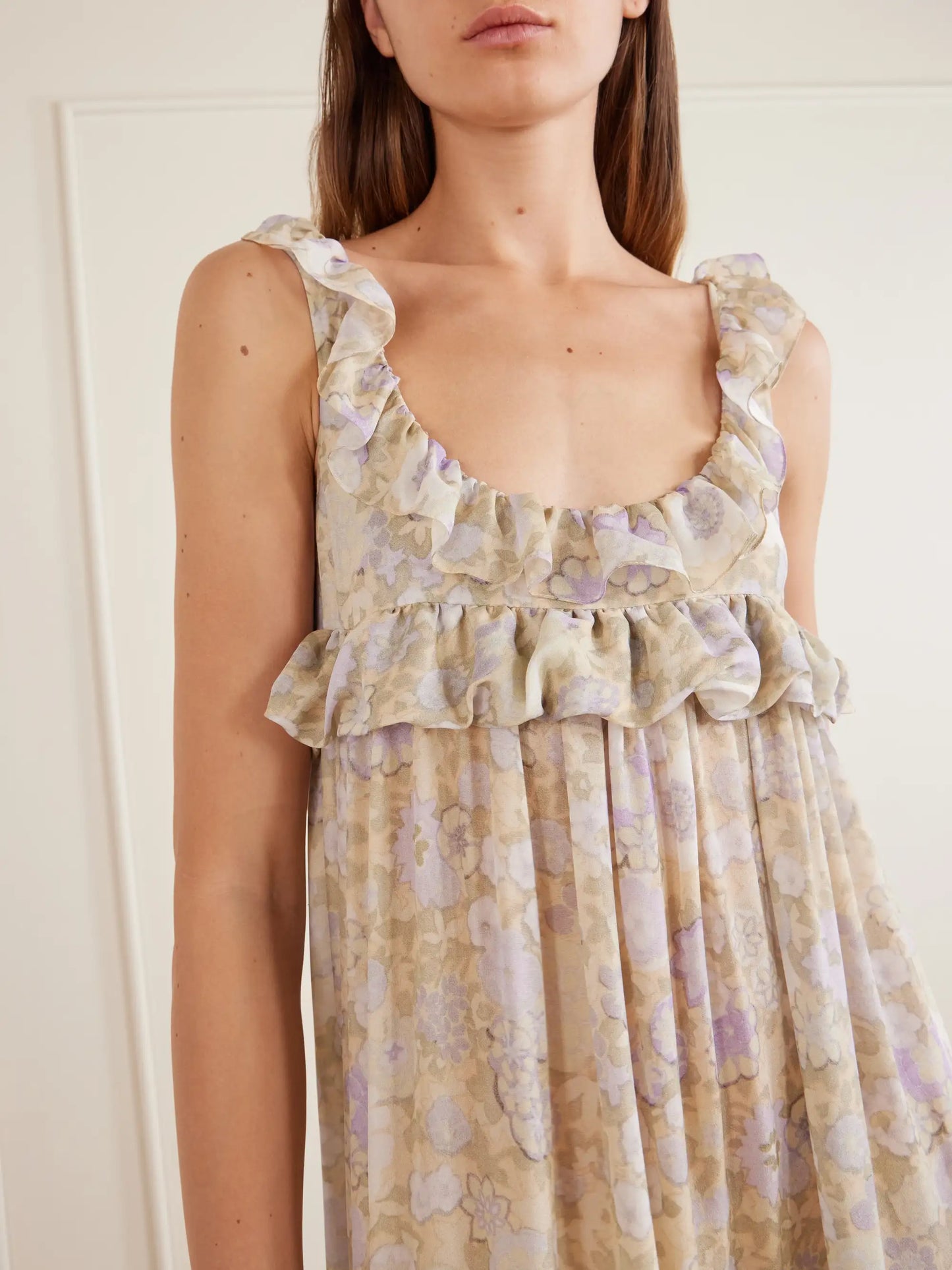 Ruffled Tiered Floral-print Silk-charmeuse Maxi Dress