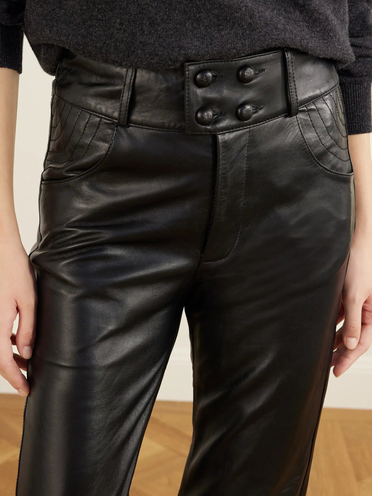 BLAZÉ Milano Darryl Leather Straight-leg Pants