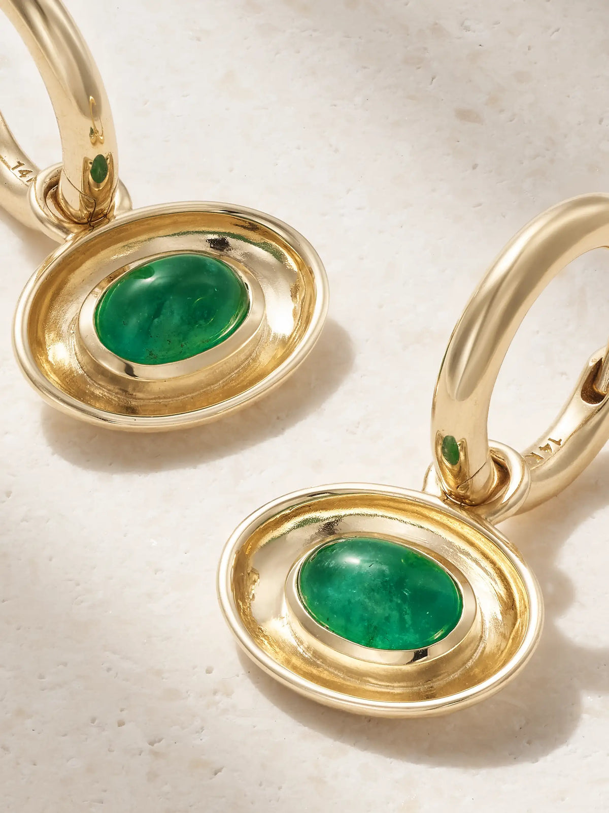 Aurelia 14-karat Gold Emerald Hoop Earrings