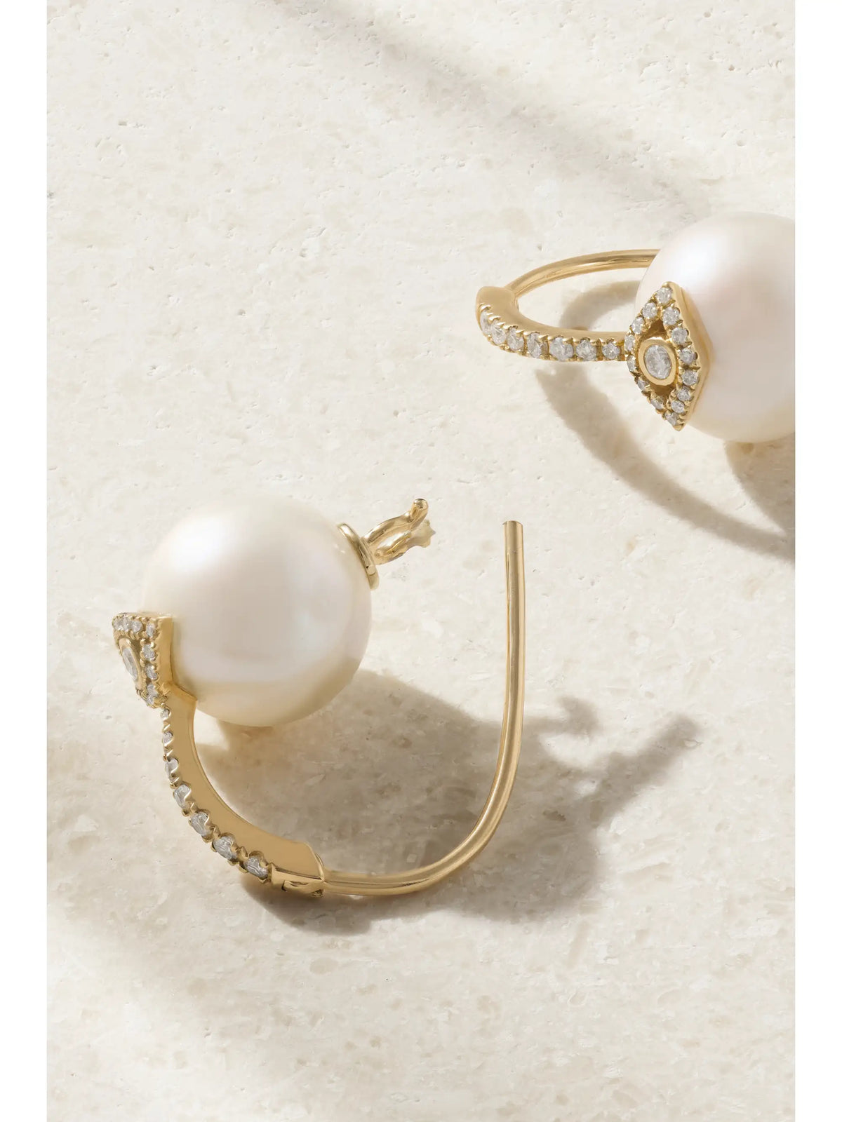 Evil Eye 14-karat Gold, Pearl And Diamond Earrings