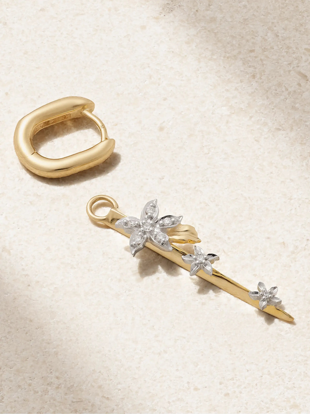 Blossoms Resilience 18-karat Yellow And White Gold Diamond Single Hoop Earring