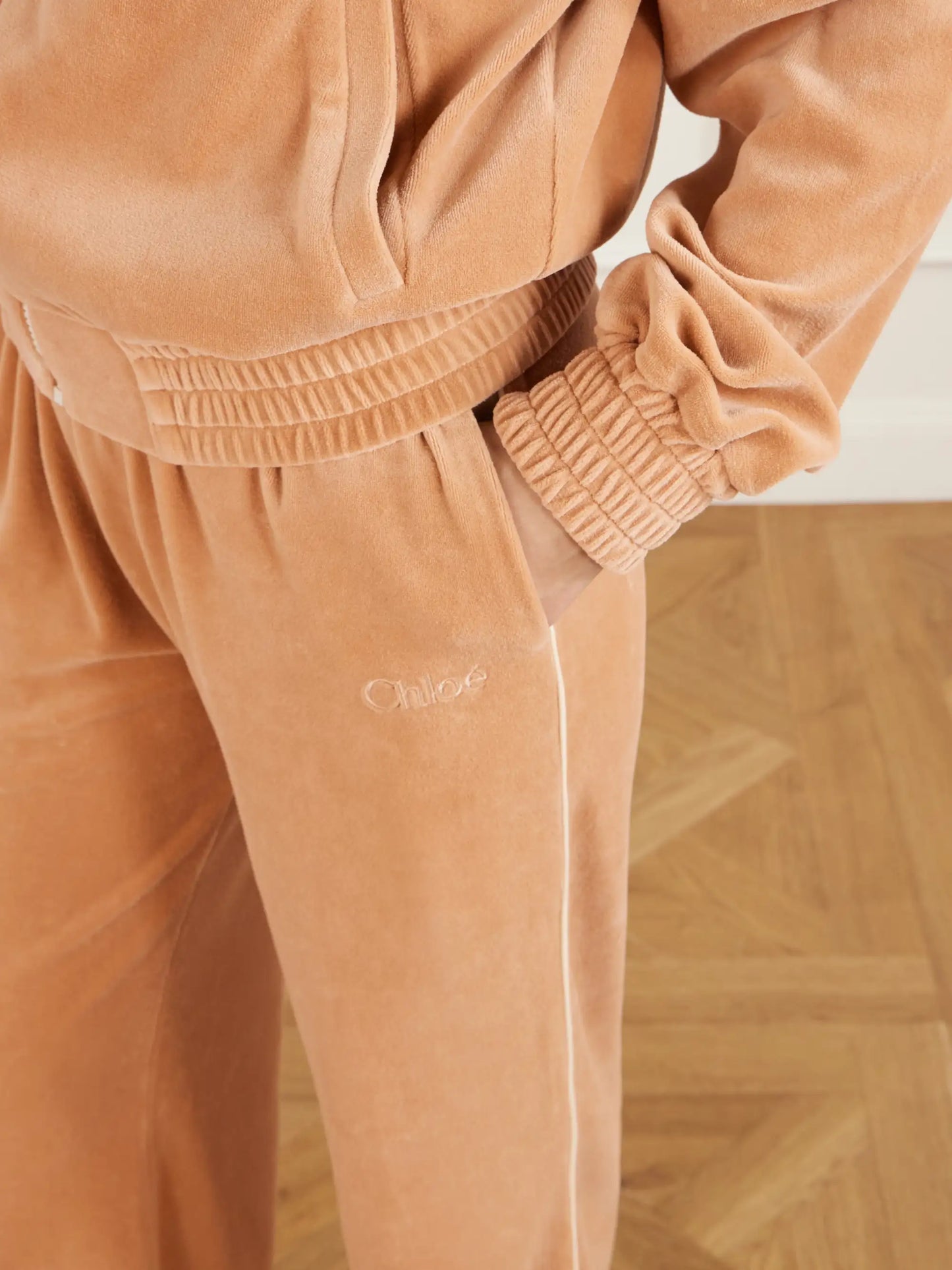 Wide-leg Cotton-blend Velvet Pants
