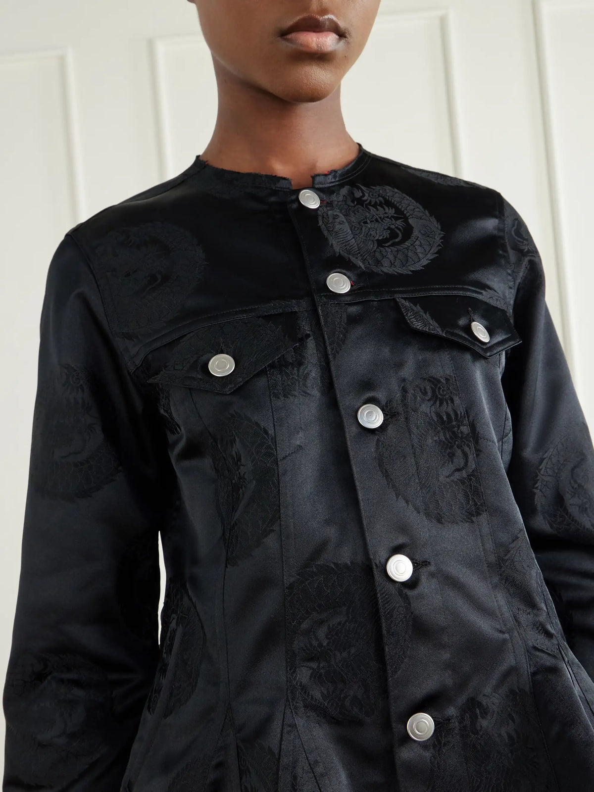 Comme des Garçons Comme des Garçons Paneled Peplum Jacquard Jacket