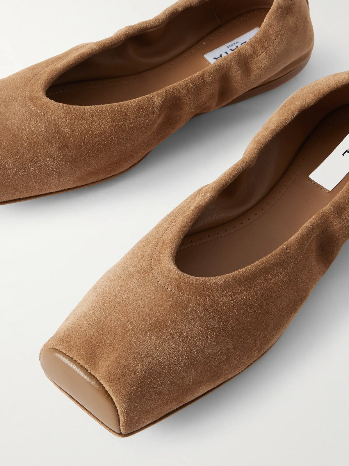 Leather-trimmed Suede Ballet Flats
