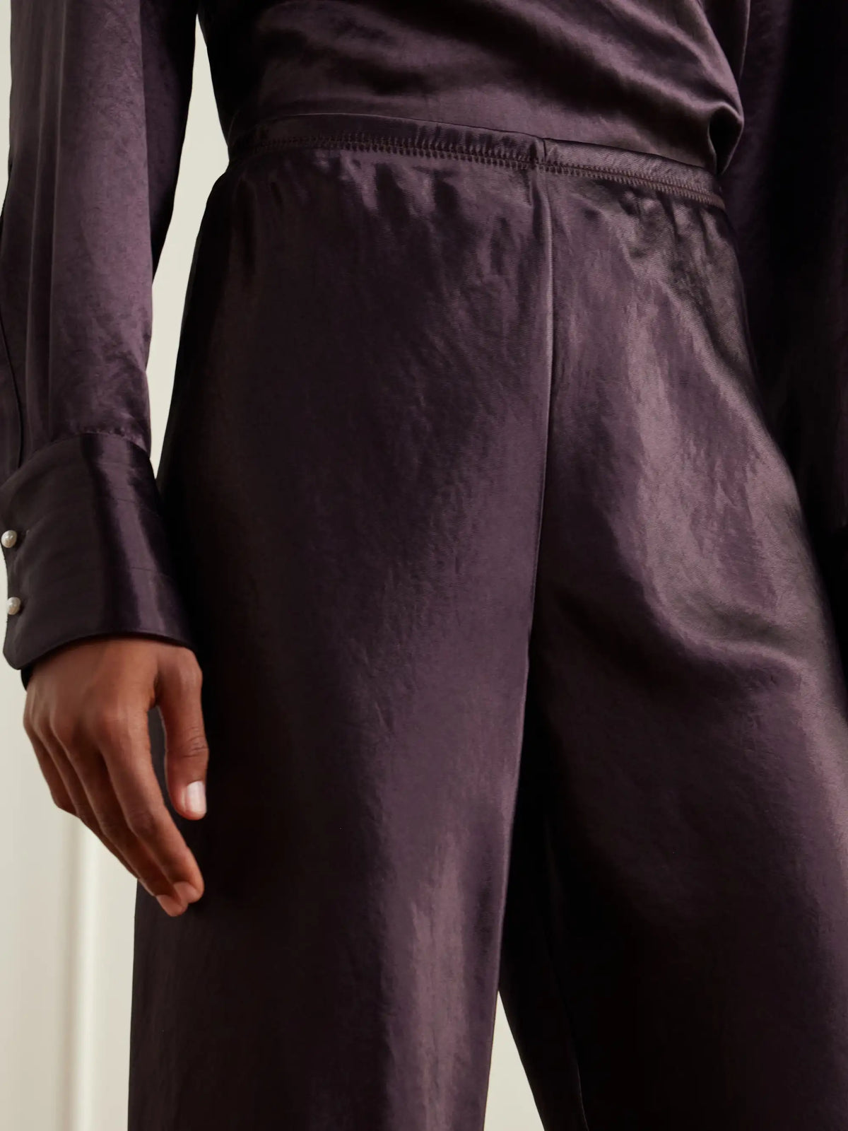 Maria McManus Satin Straight-leg Pants