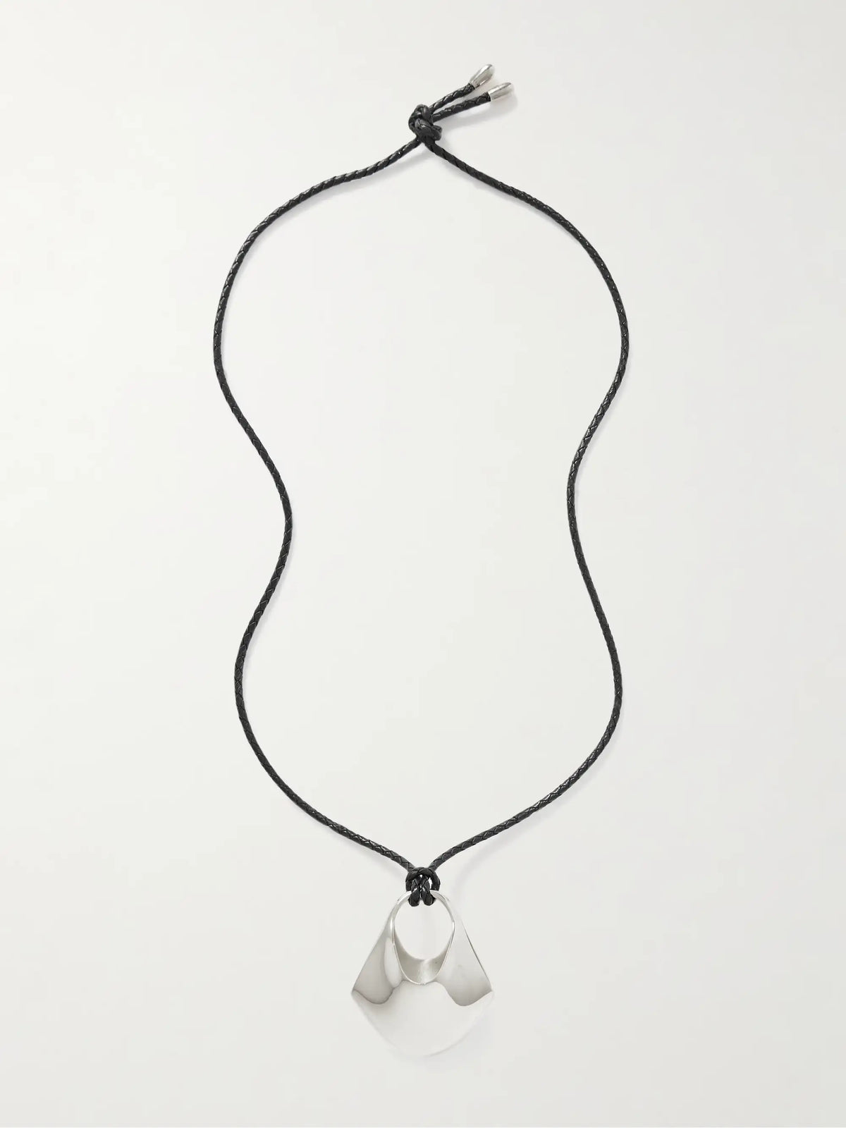 Lotus Medium Braided Leather And Silver-tone Necklace