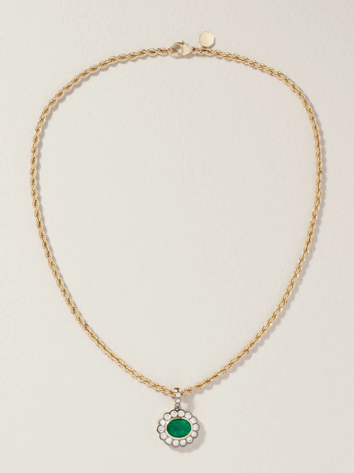 14-karat Yellow And White Gold, Emerald And Diamond Necklace