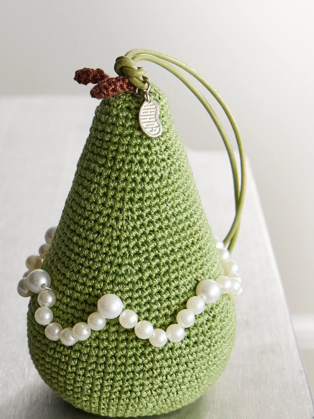 Pear Embellished Crocheted Cotton Ornament