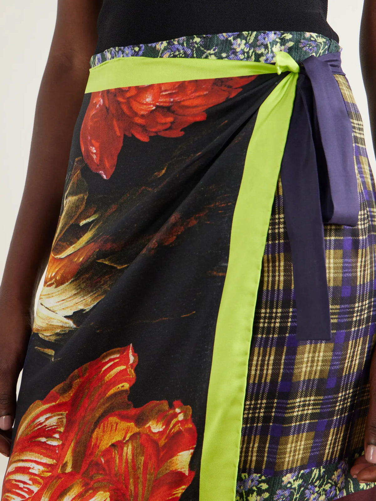Dries Van Noten Floral-print Silk-satin Wrap Midi Skirt