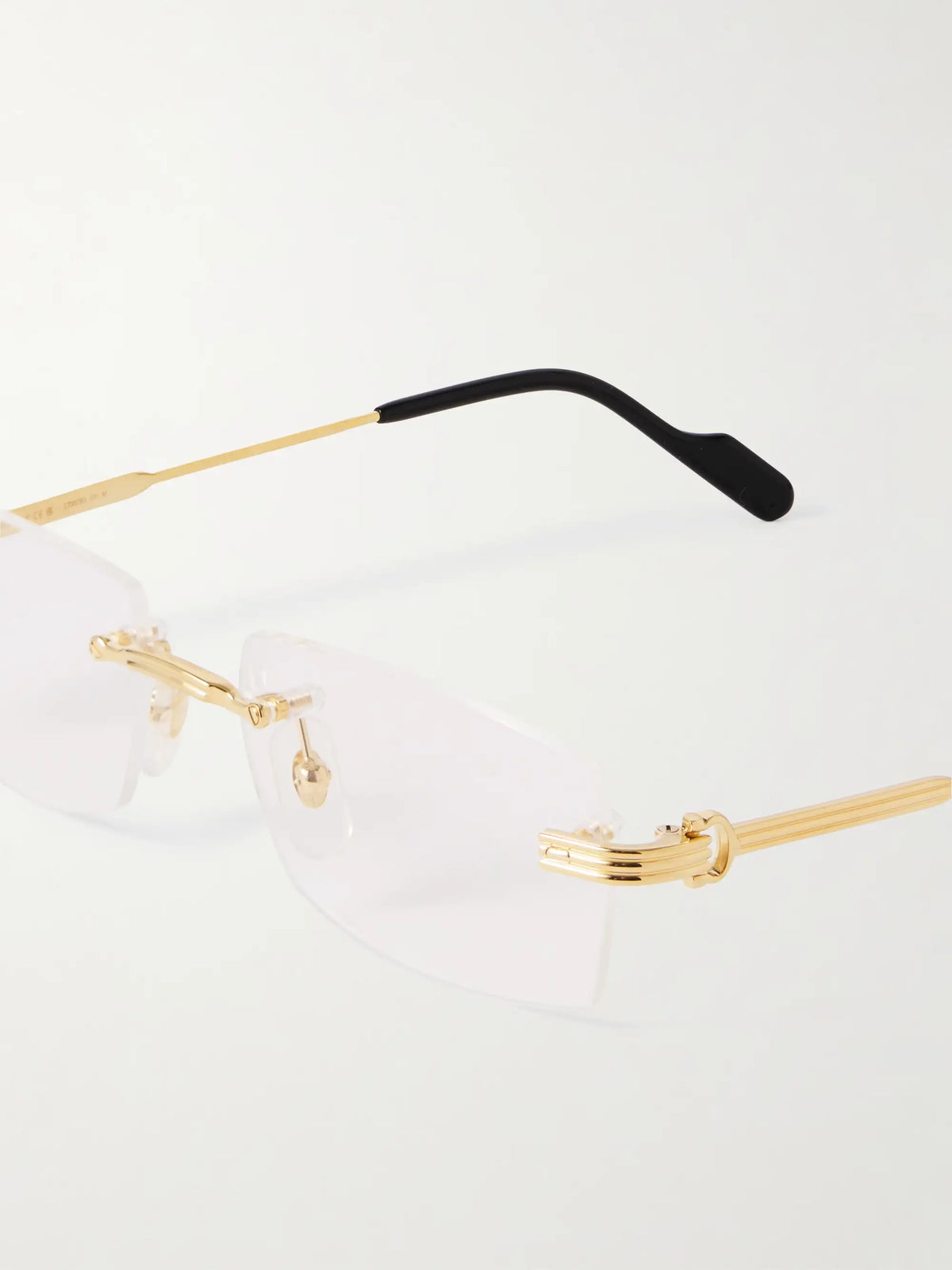 Eyewear Première De Cartier Rimless Rectangle-frame Gold-tone Optical Glasses