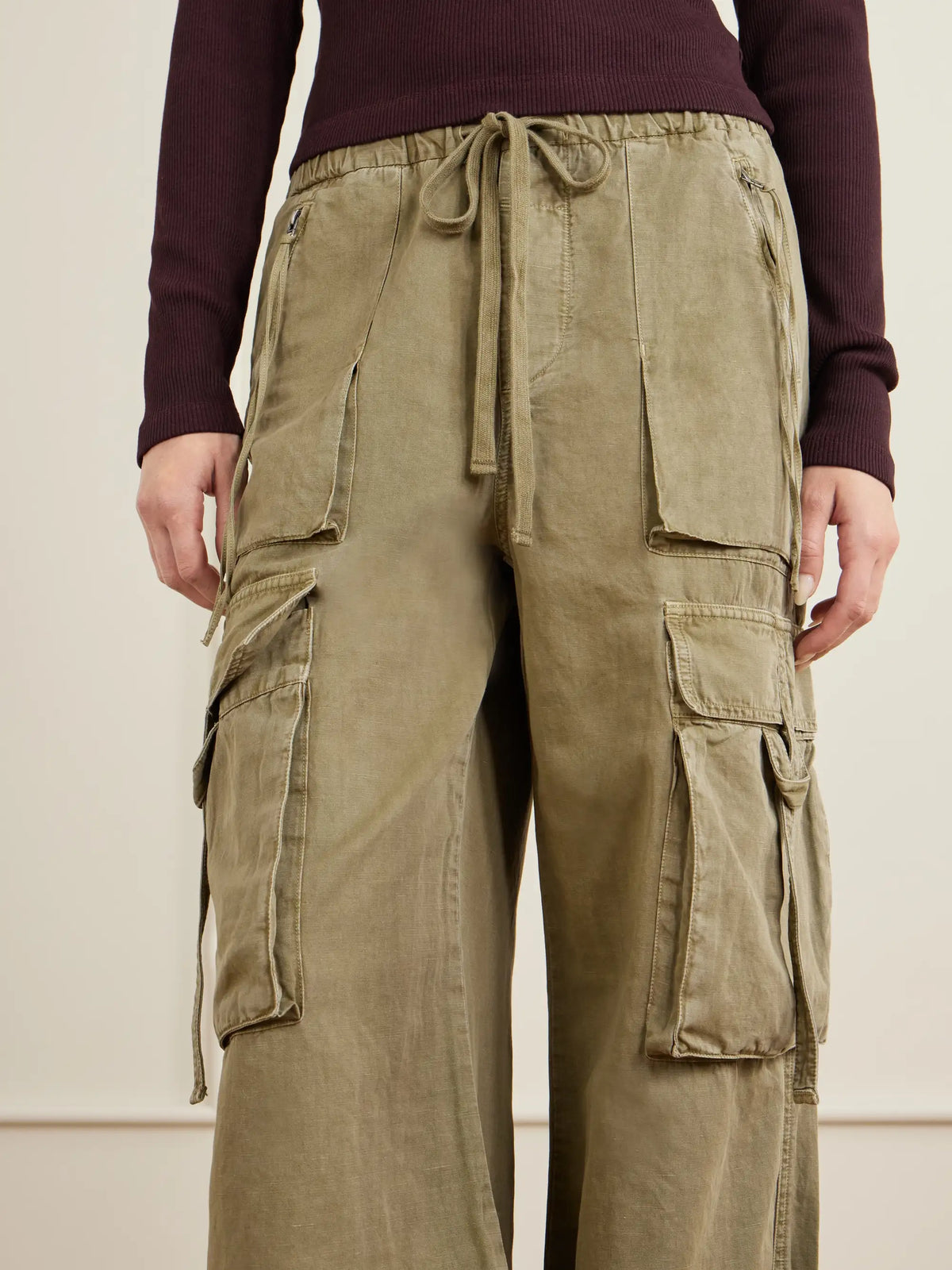 Andira Cotton And Linen Wide-leg Cargo Pants