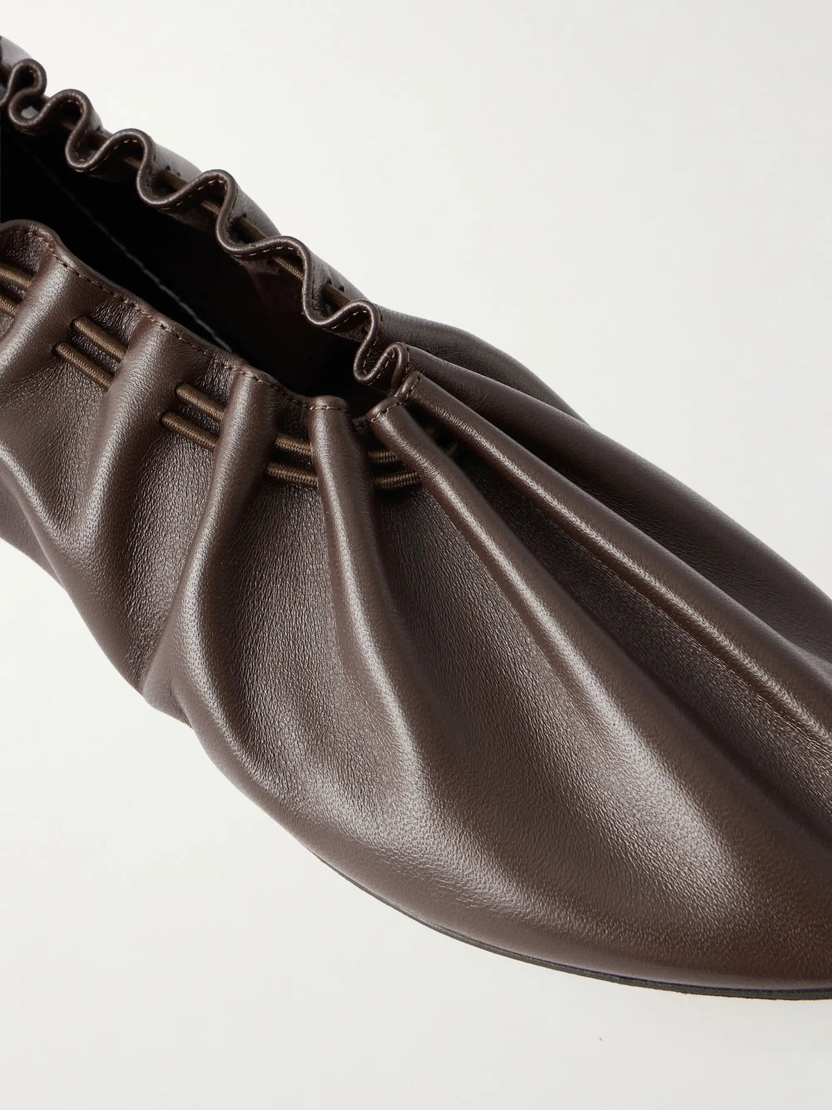 STAUD Rue Gathered Leather Ballet Flats