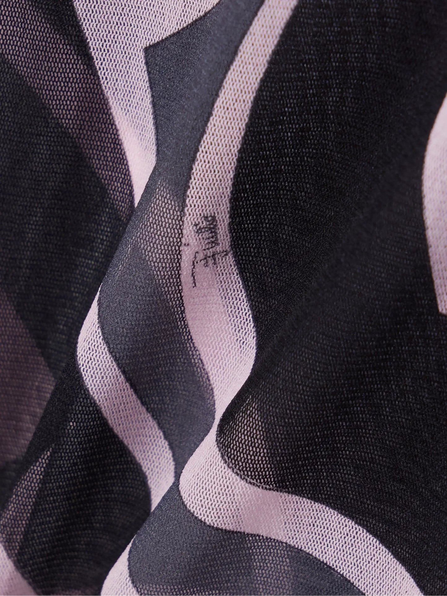 Printed Tulle Turtleneck Top