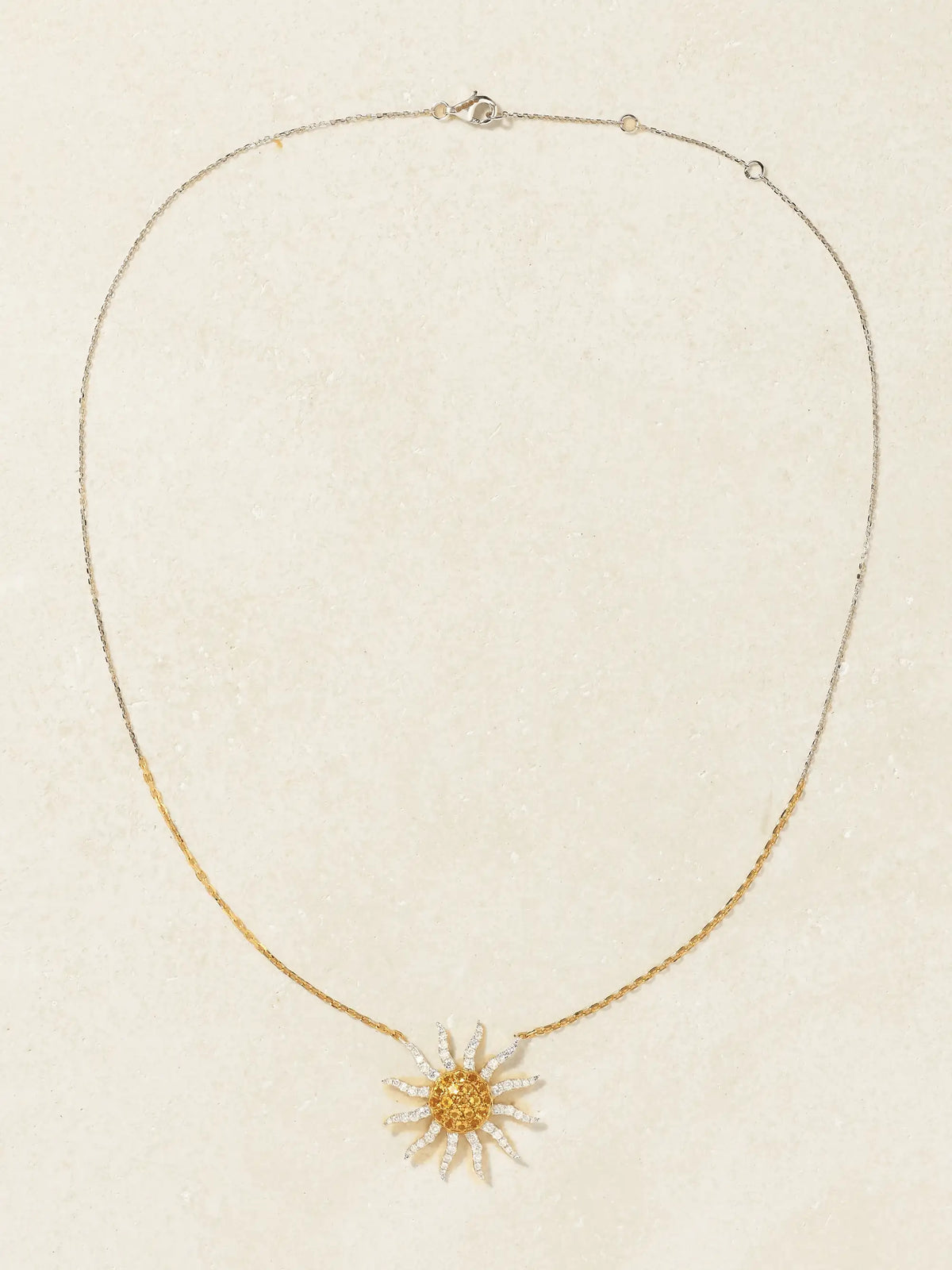 Soleil 18-karat White And Yellow Gold, Citrine And Diamond Necklace