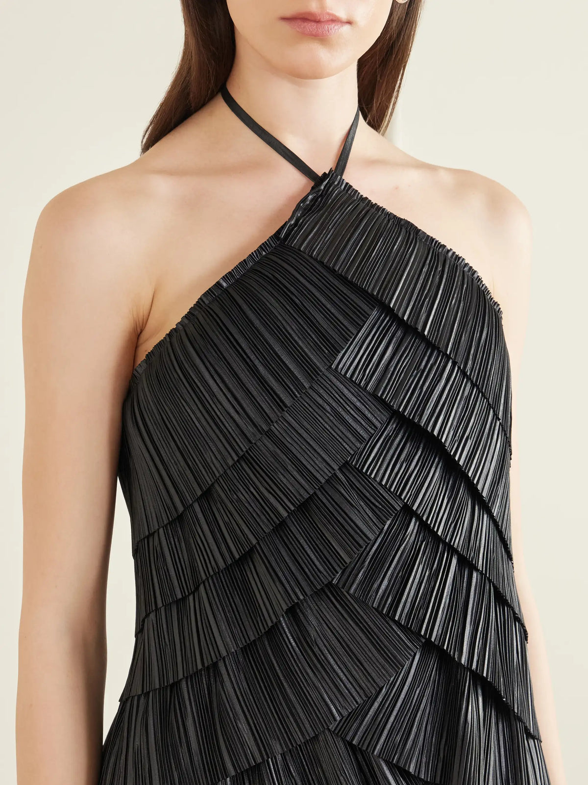Cult Gaia Marsla Plissé-satin Halterneck Mini Dress