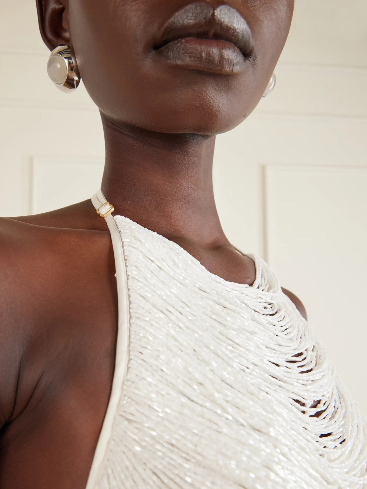 Cult Gaia Tanner Bead-embellished Silk-blend Satin Tank