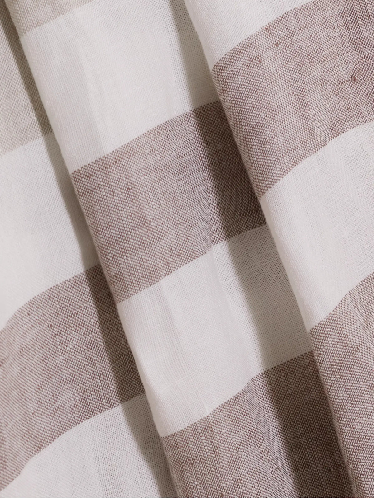 Fringed Striped Linen-blend Blanket