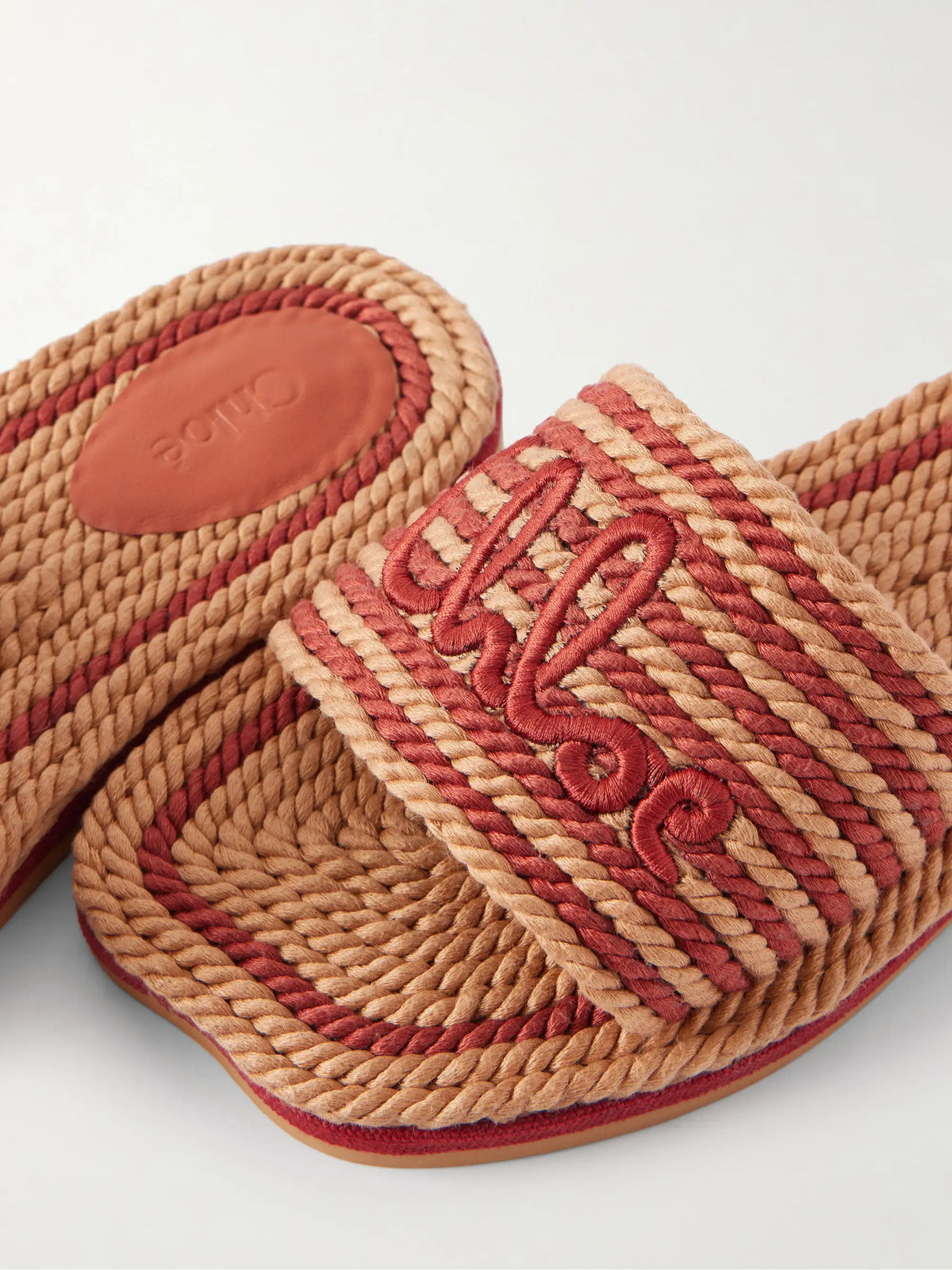 Logo-embroidered Striped Cord Slides