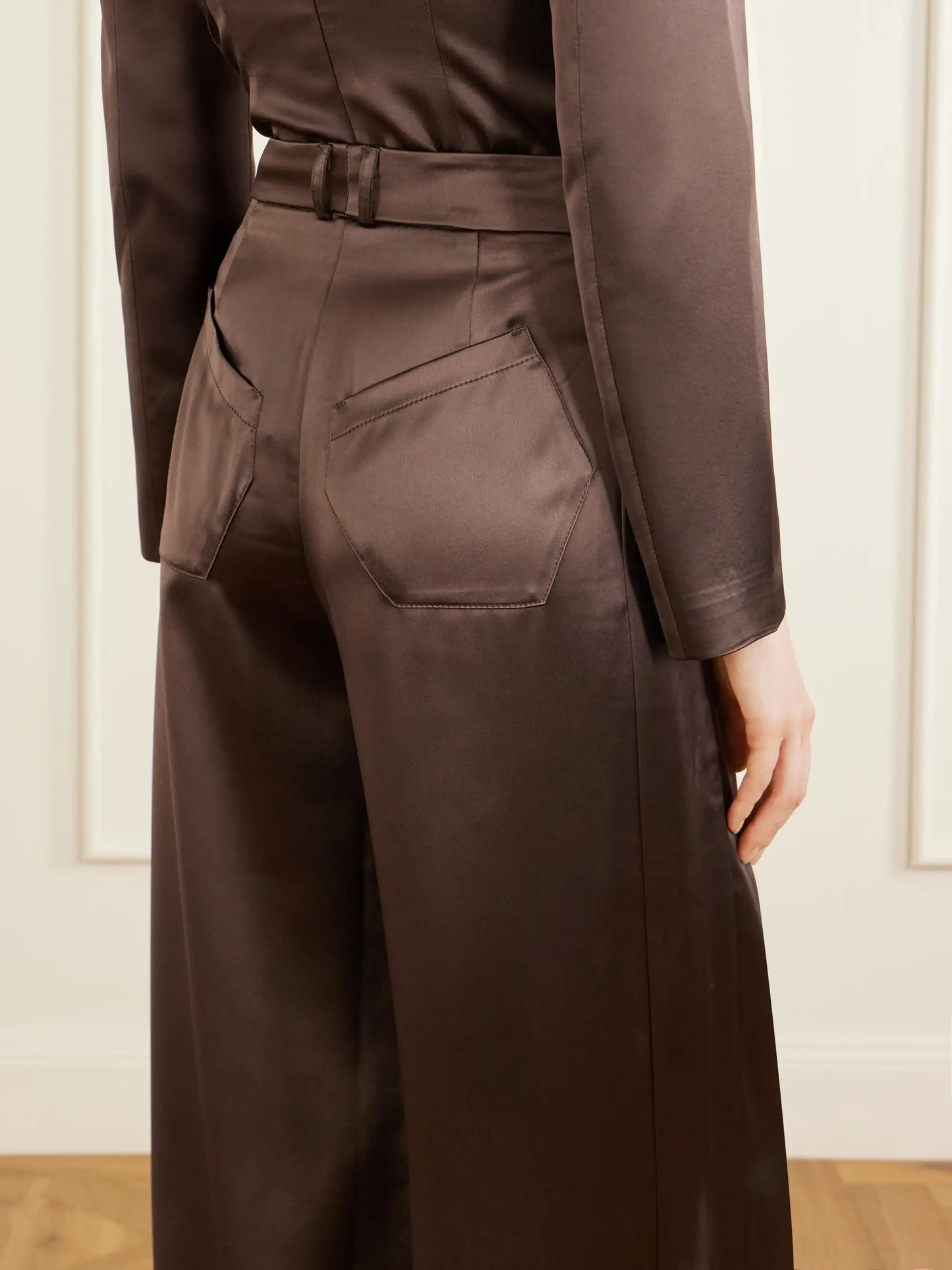 Keckler Pleated Satin High-rise Straight-leg Pants