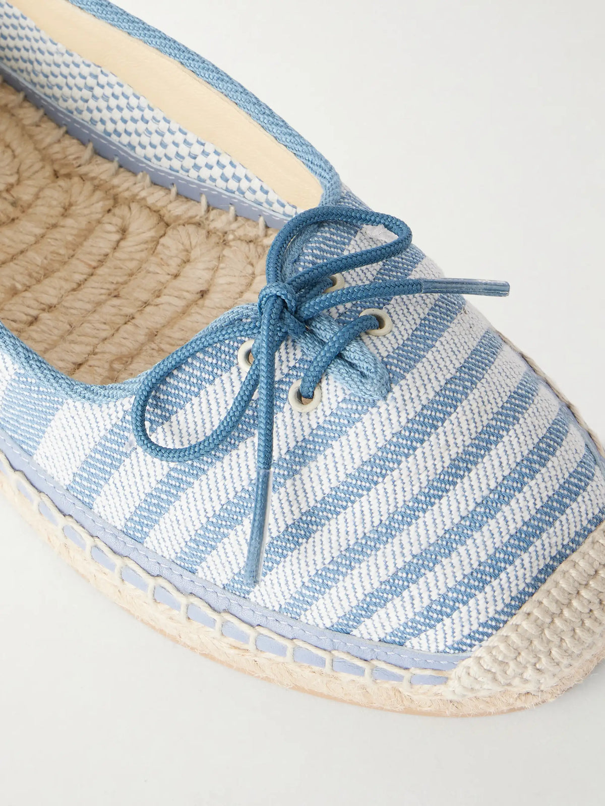Leather-trimmed Striped Canvas Espadrilles
