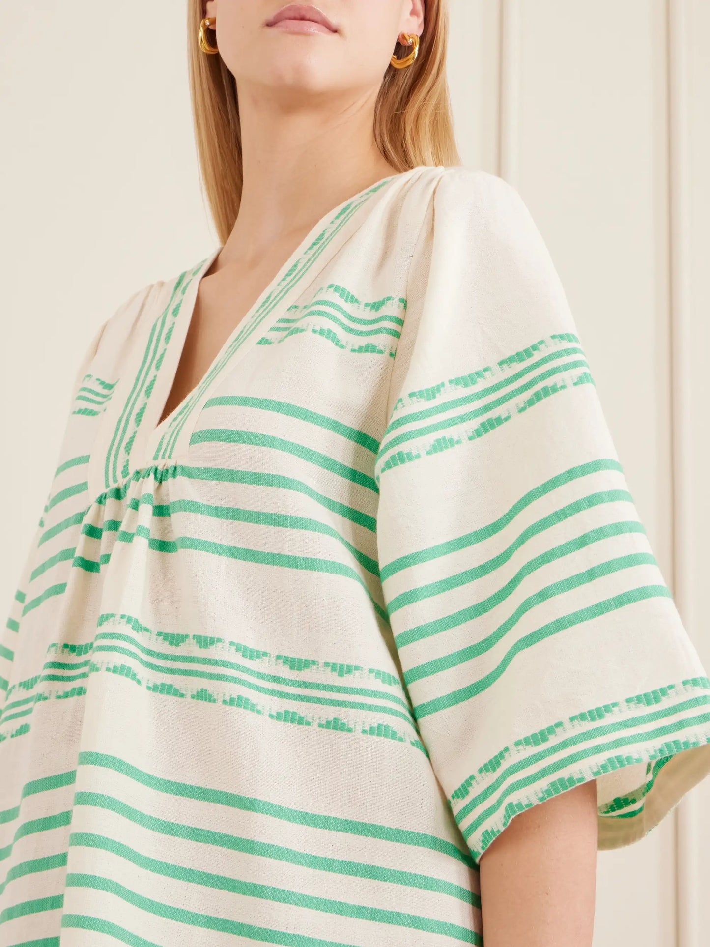 Belkis Striped Cotton Caftan