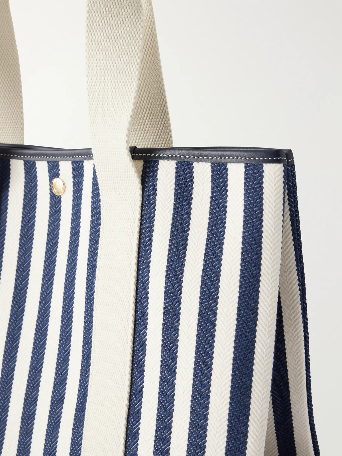 Traversée Large Leather And Webbing-trimmed Striped Canvas Tote