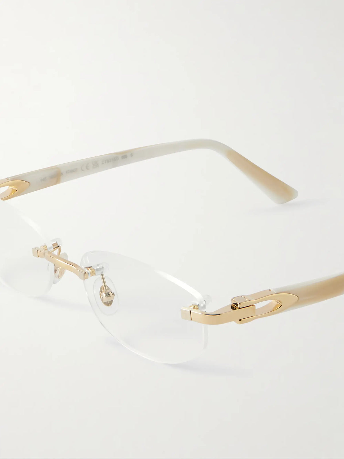 Oval-frame Rimless Gold-tone And Acetate Optical Glasses