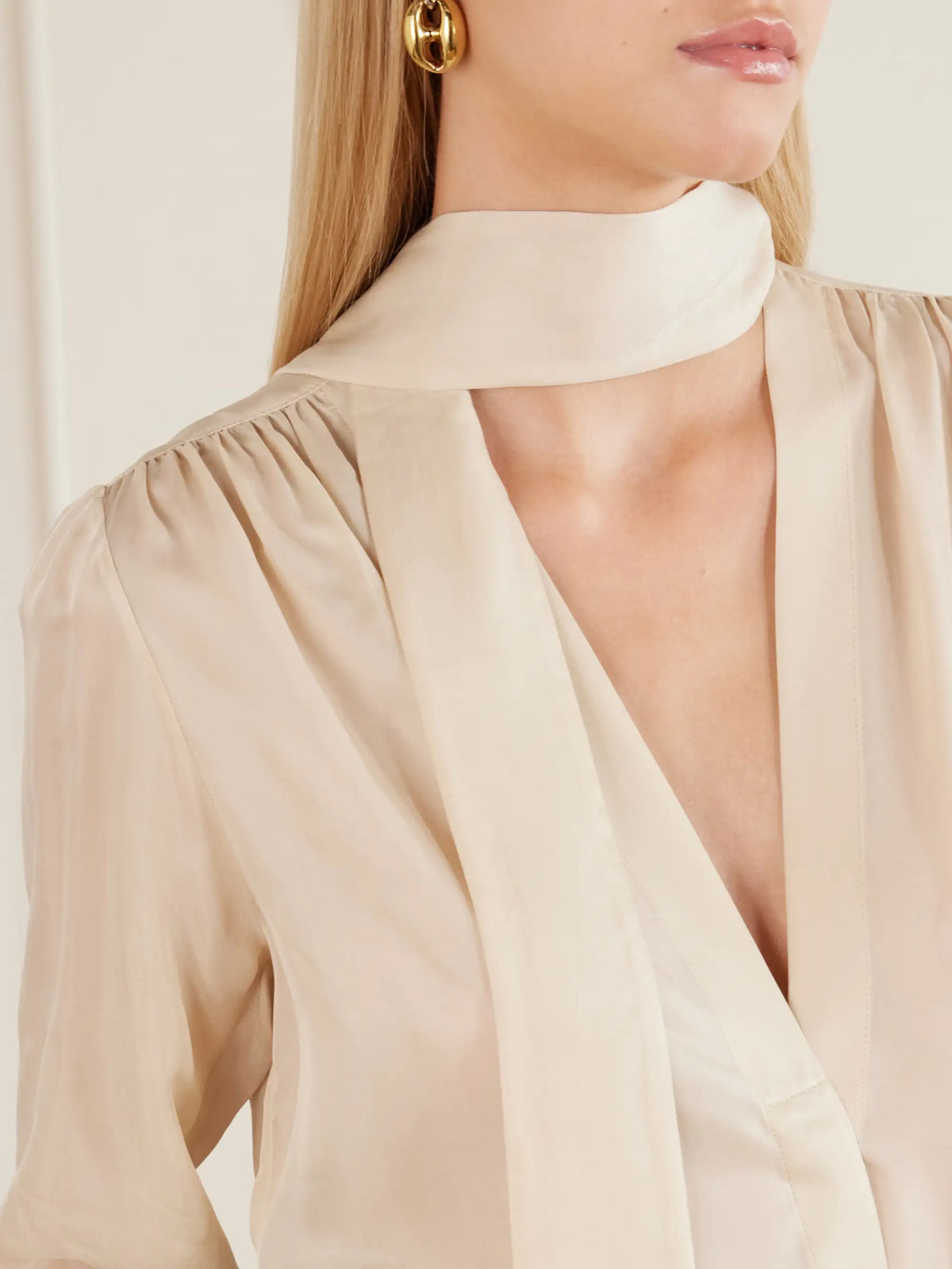 Maria McManus Scarf-detailed Satin Blouse