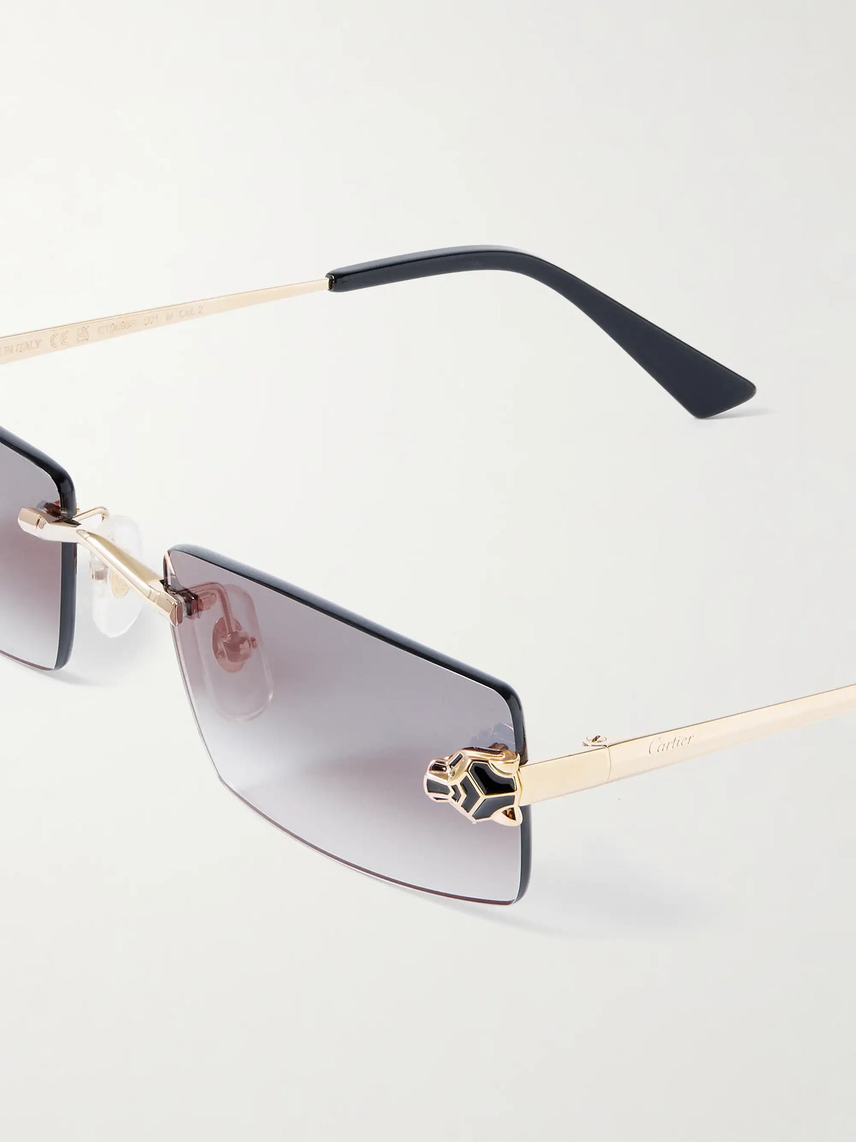 Panthère Classic Rimless Rectangle-frame Gold-tone Sunglasses