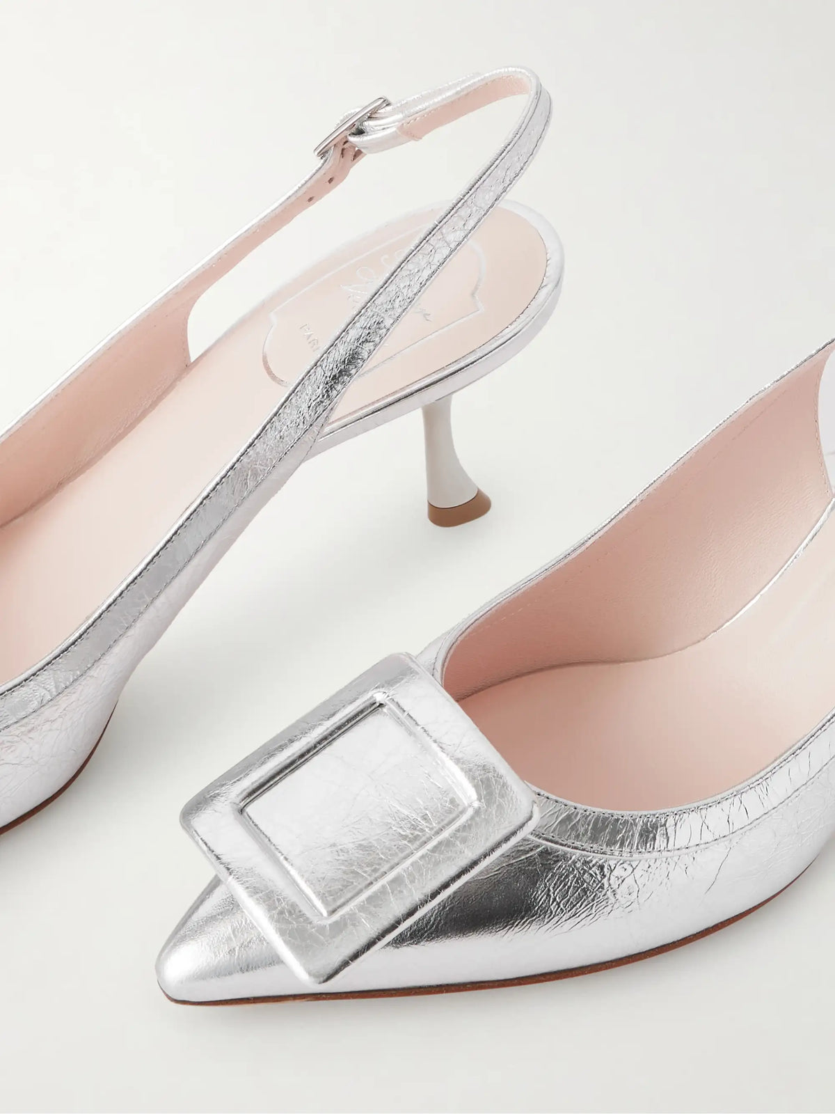 Viv In The City 65 Metallic Textured-leather Slingback Pumps