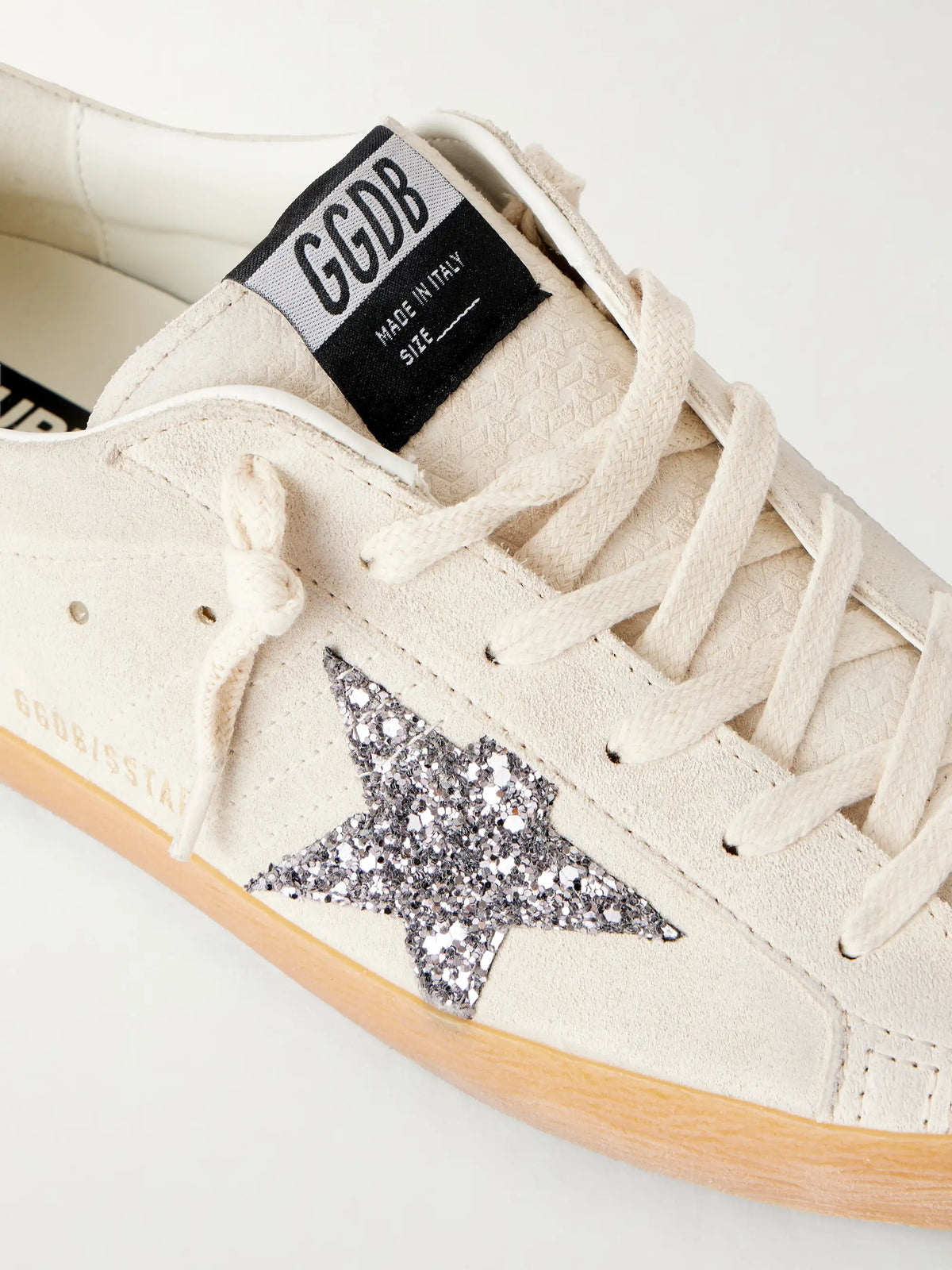 Super-star Distressed Glittered Leather-trimmed Suede Sneakers