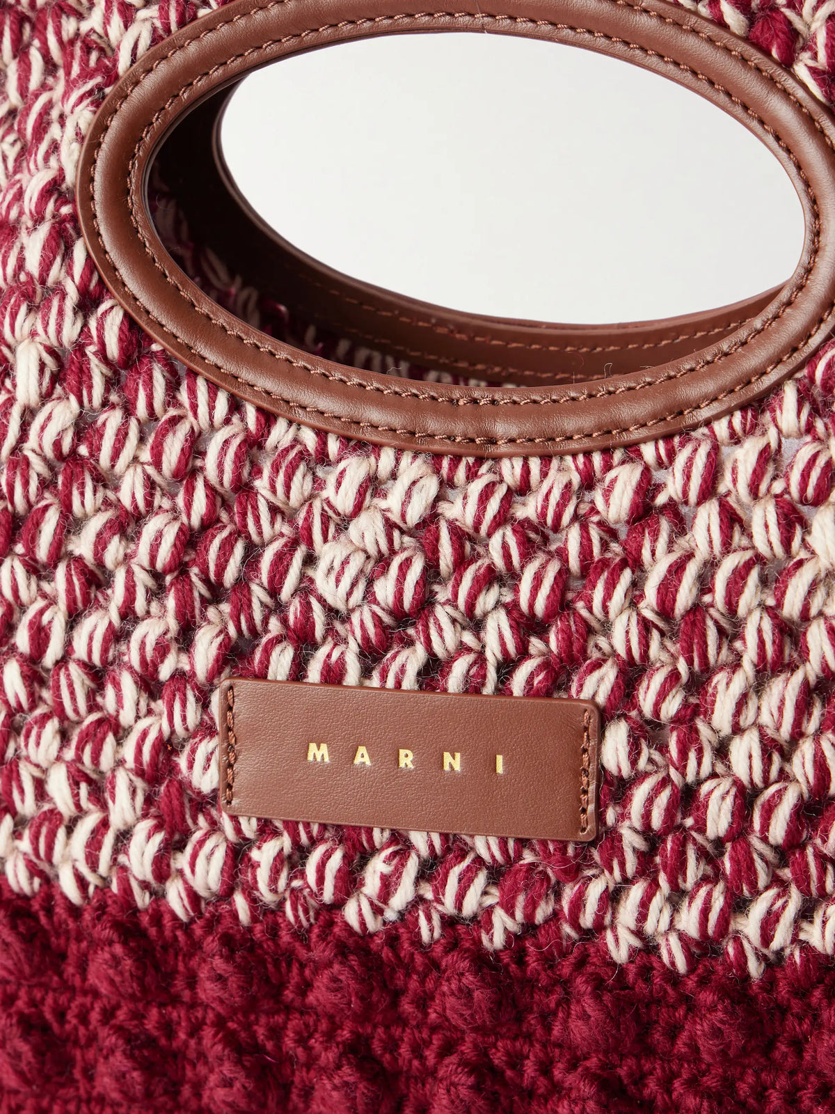Logo-appliquéd Leather-trimmed Knitted Wool Clutch