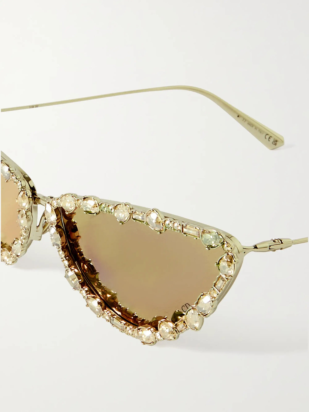 Missdior B1u Cat-eye Crystal-embellished Gold-tone Sunglasses