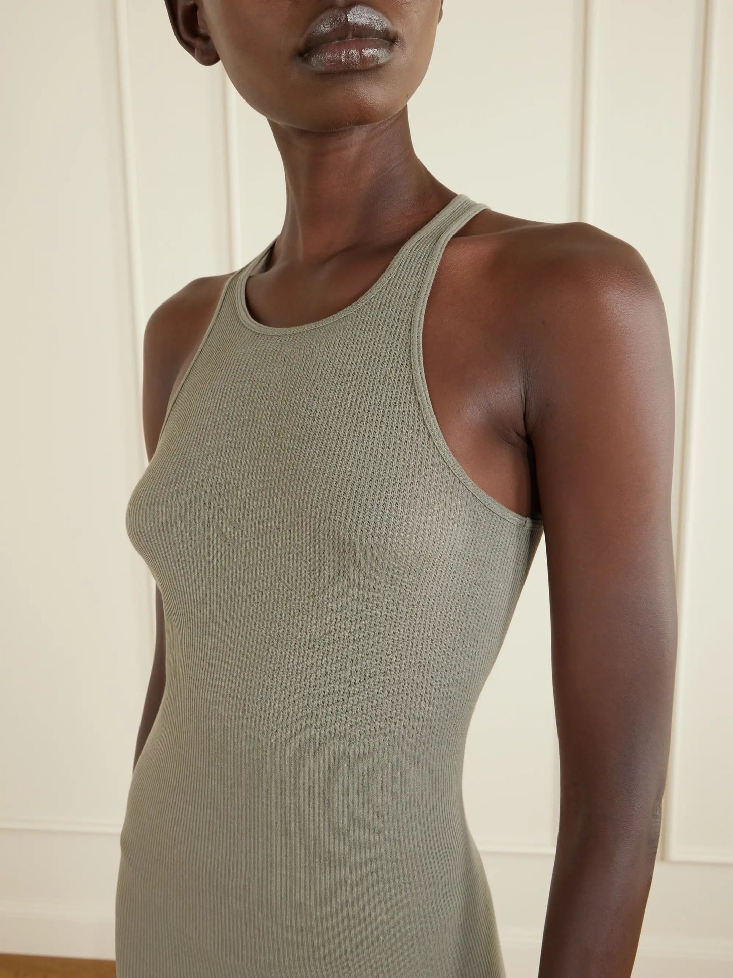 Tank Ribbed-jersey Halterneck Midi Dress