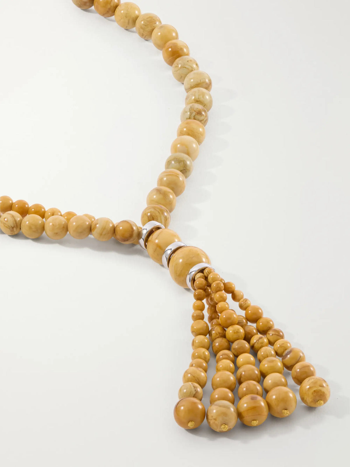 Venice Opera Tasseled Sterling Silver Jasper Necklace