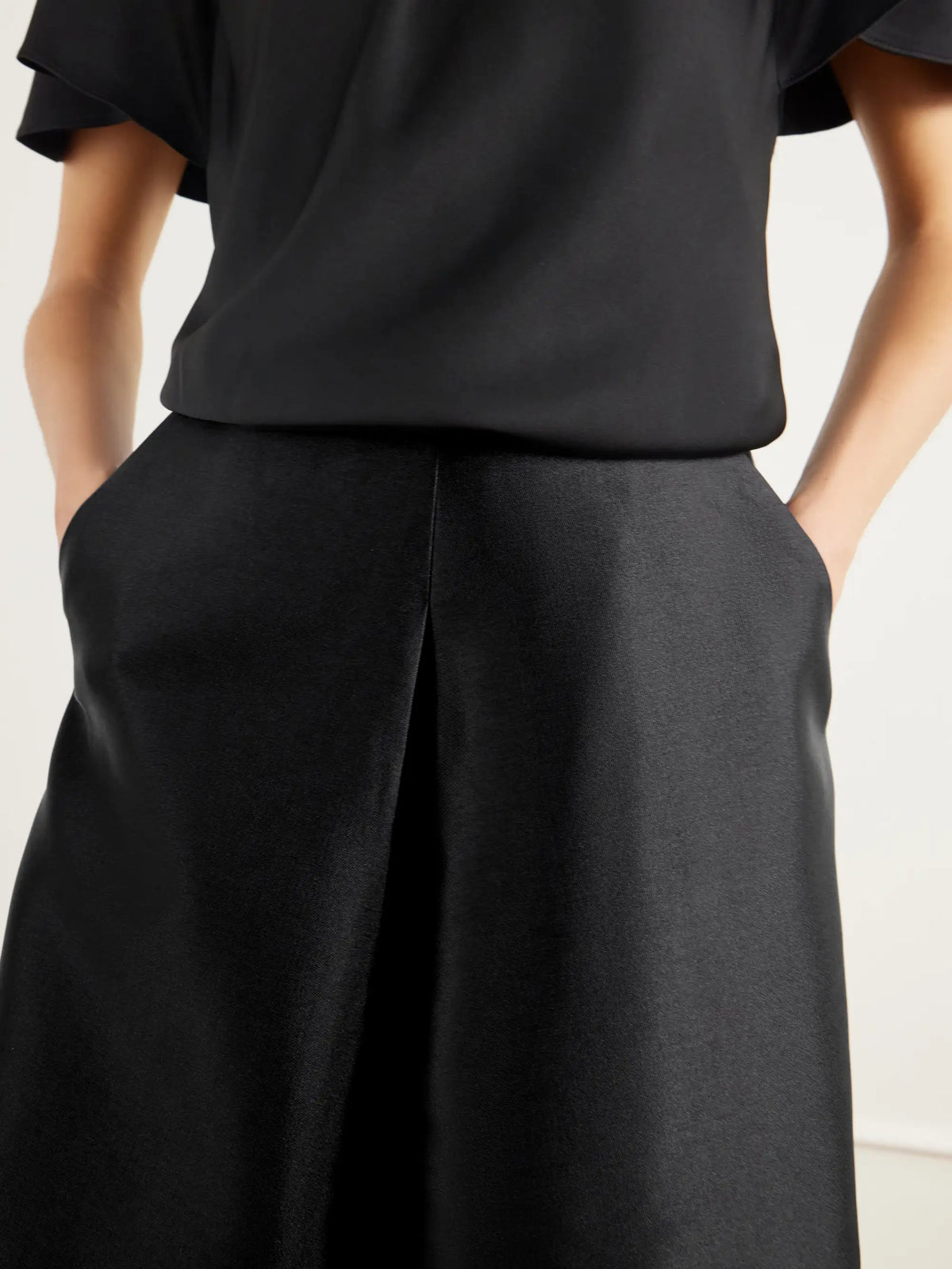 SIMKHAI Vexa Pleated Duchess-satin Midi Skirt