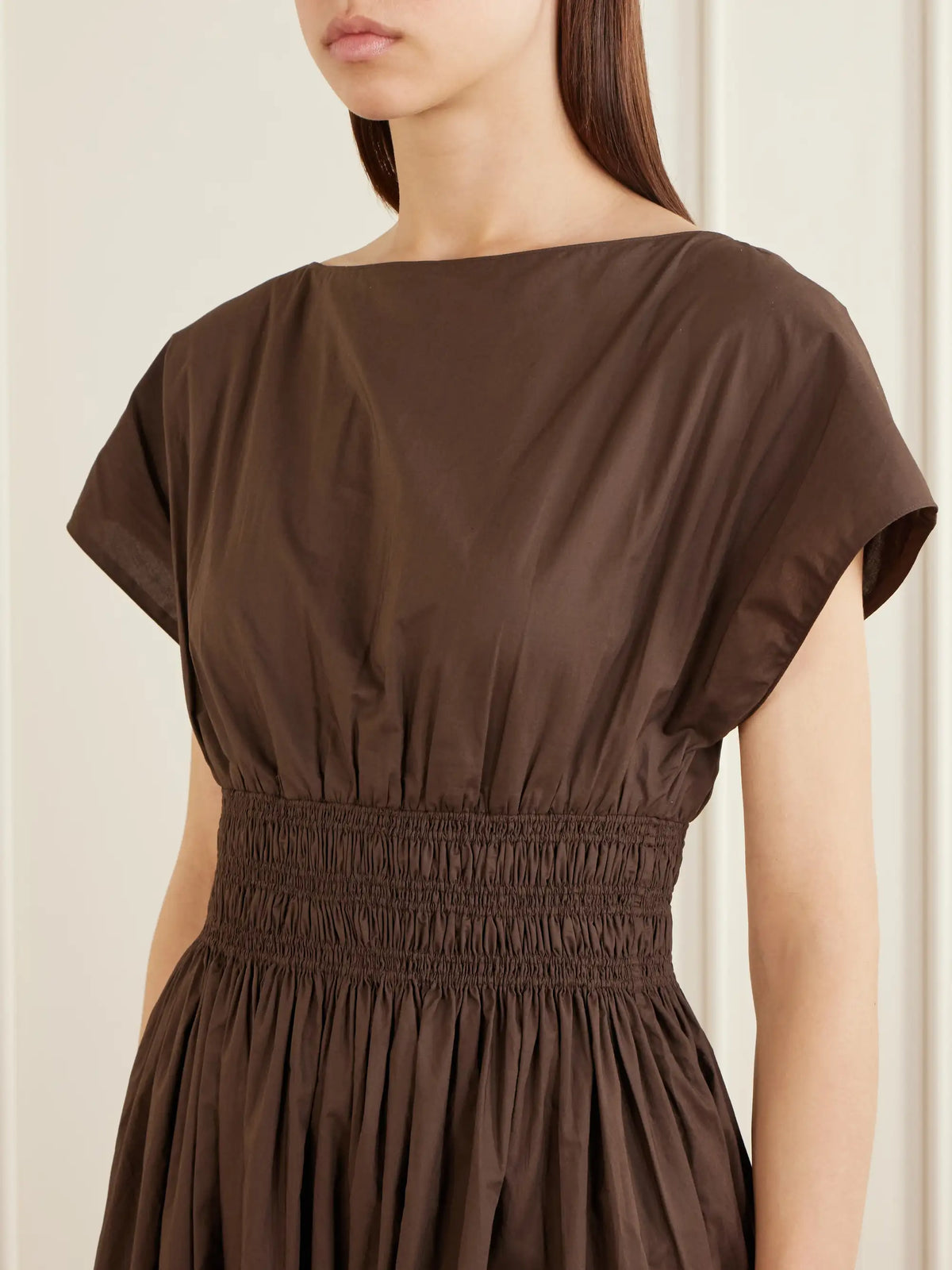 Matteau Shirred Organic Cotton-poplin Maxi Dress