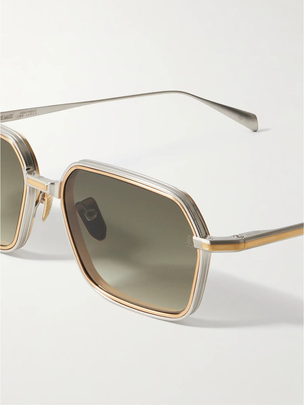 Admiral Square-frame Gold- And Silver-tone Titanium Sunglasses