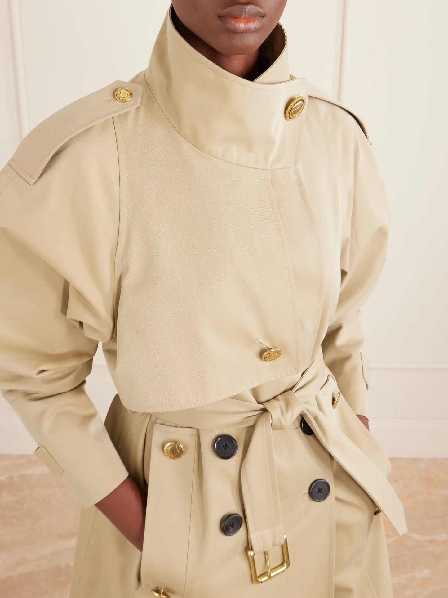 Eterne Double-breasted Belted Cotton-twill Trench Coat