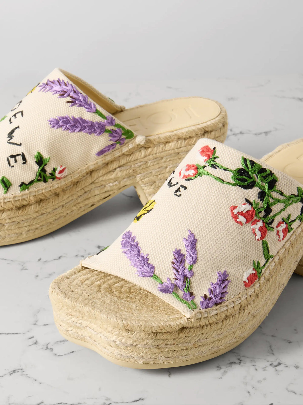 + Paula's Ibiza Petal Embroidered Canvas Platform Espadrille Mules