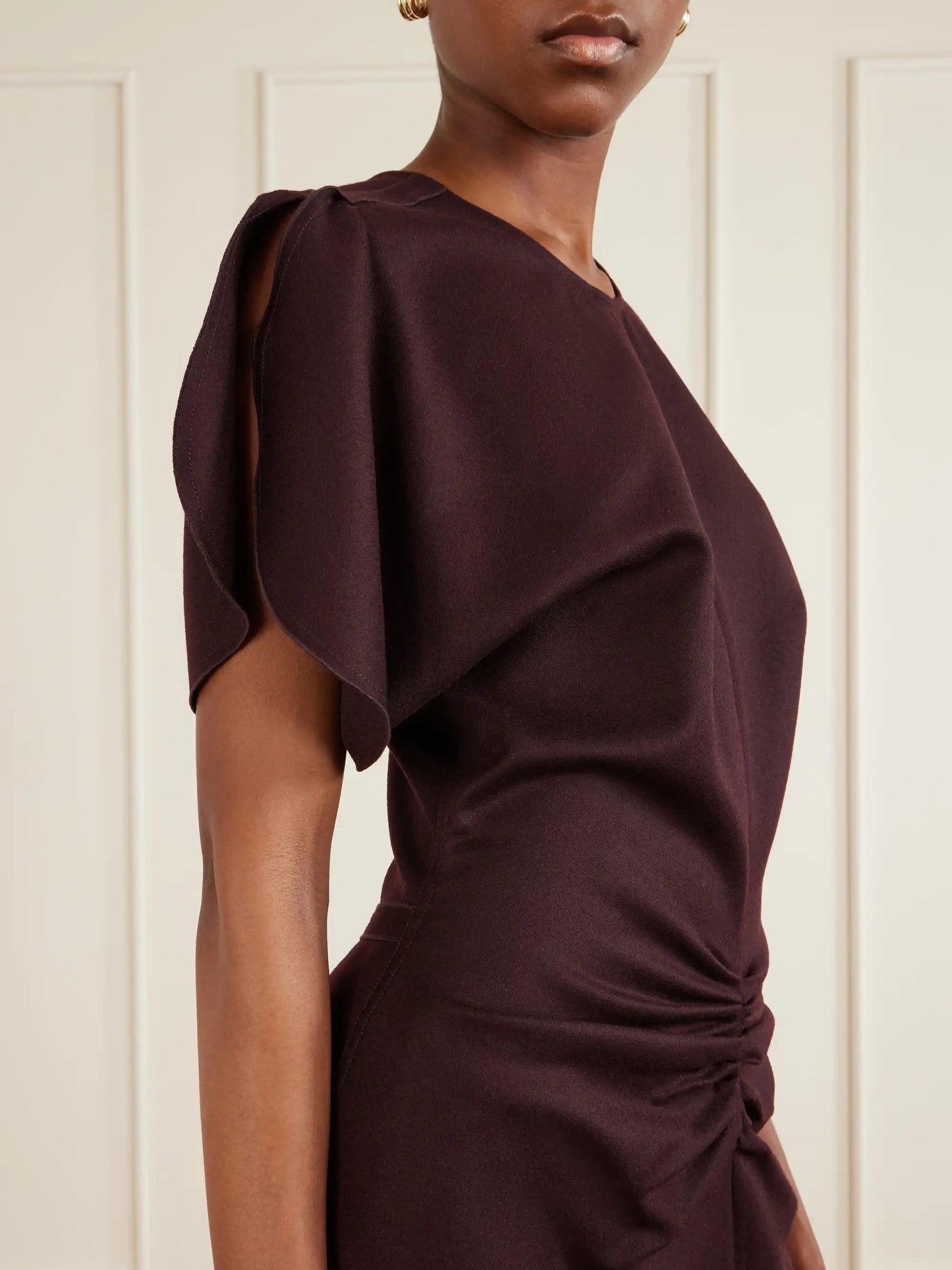 Bela Draped Wool Midi Dress