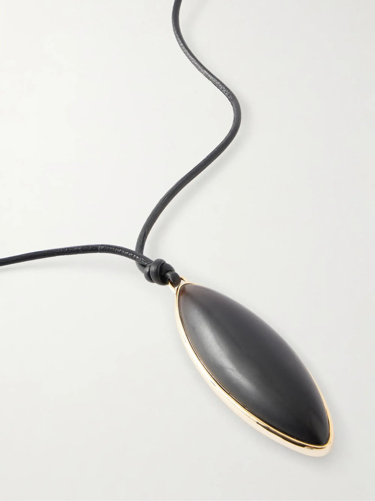 Dagger Gold-plated, Quartz And Leather Necklace